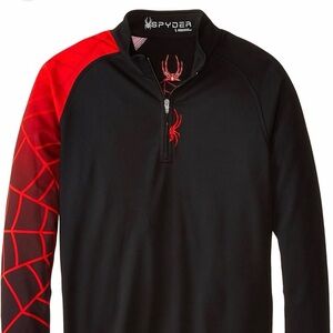 Spyder Black and Red Web Pattern Pullover
